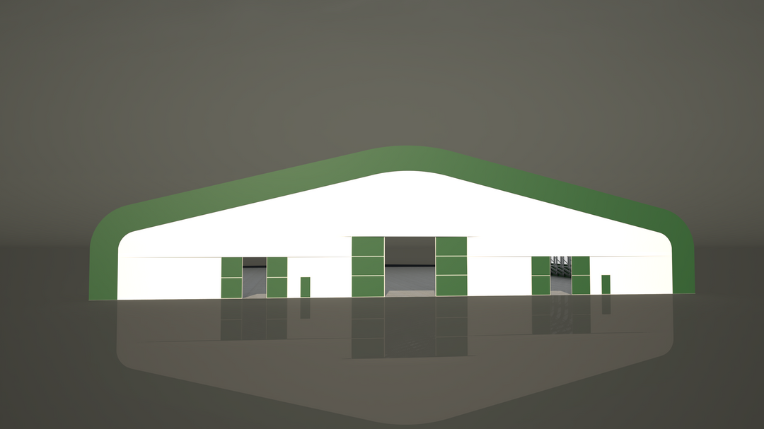 Plachtová hala šířky 30 m