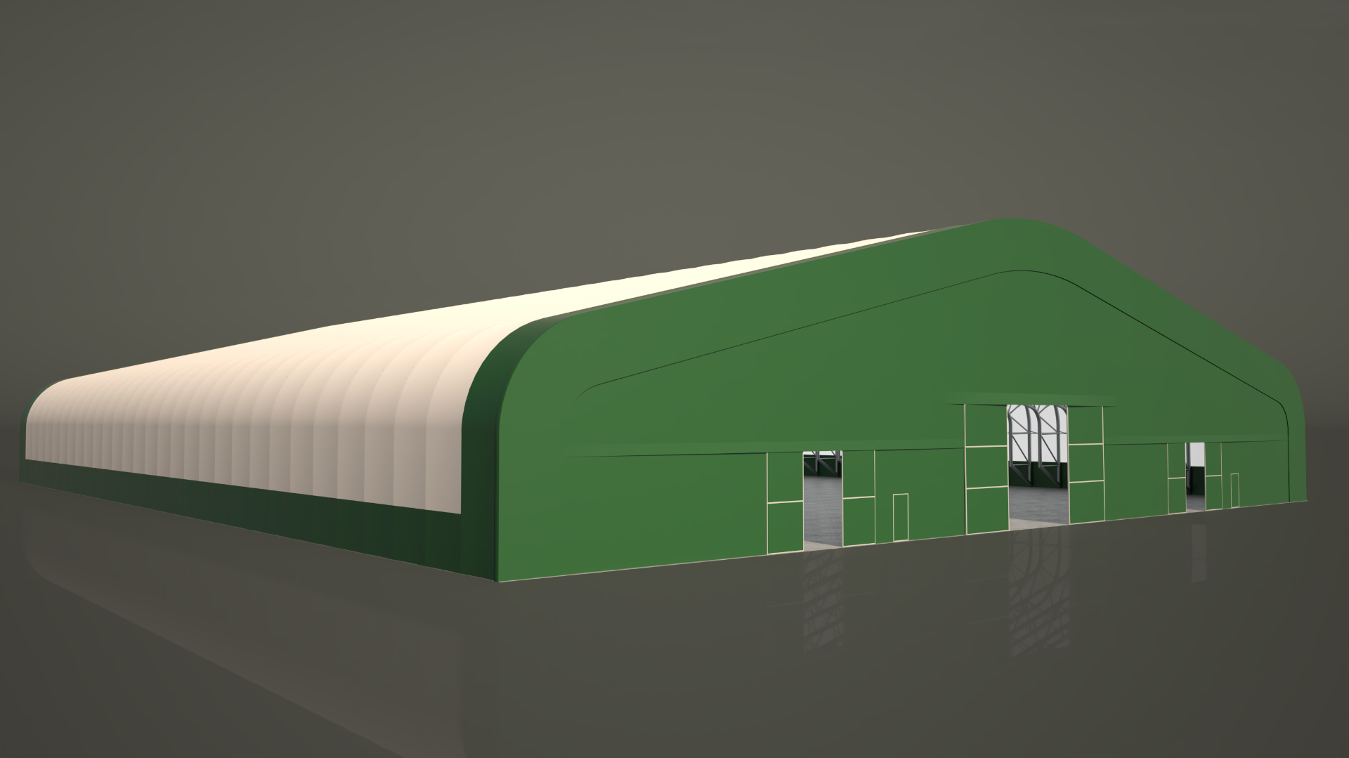 Plachtová hala šířky 30 m