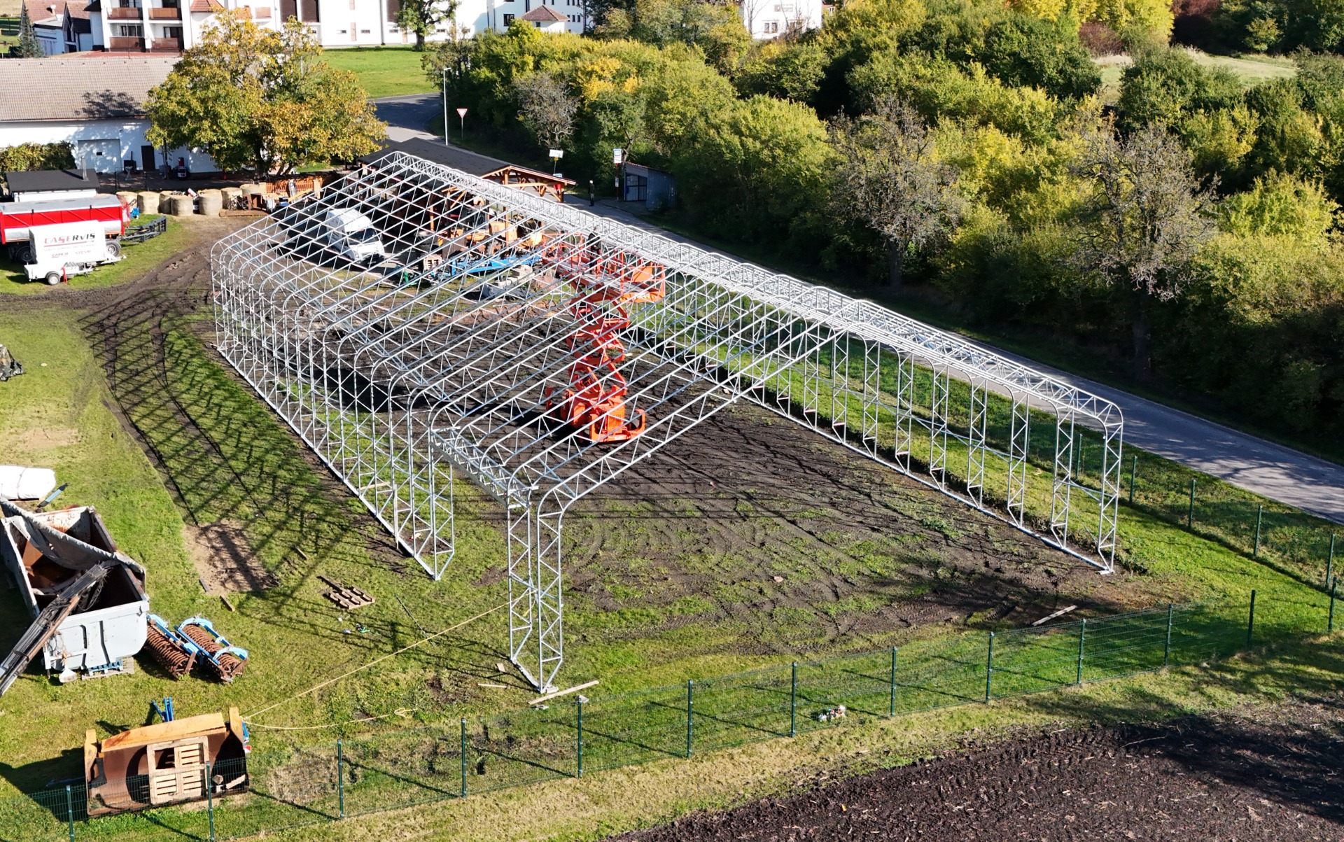 Plachtová hala šířky 20 m - KONSTRUKCE