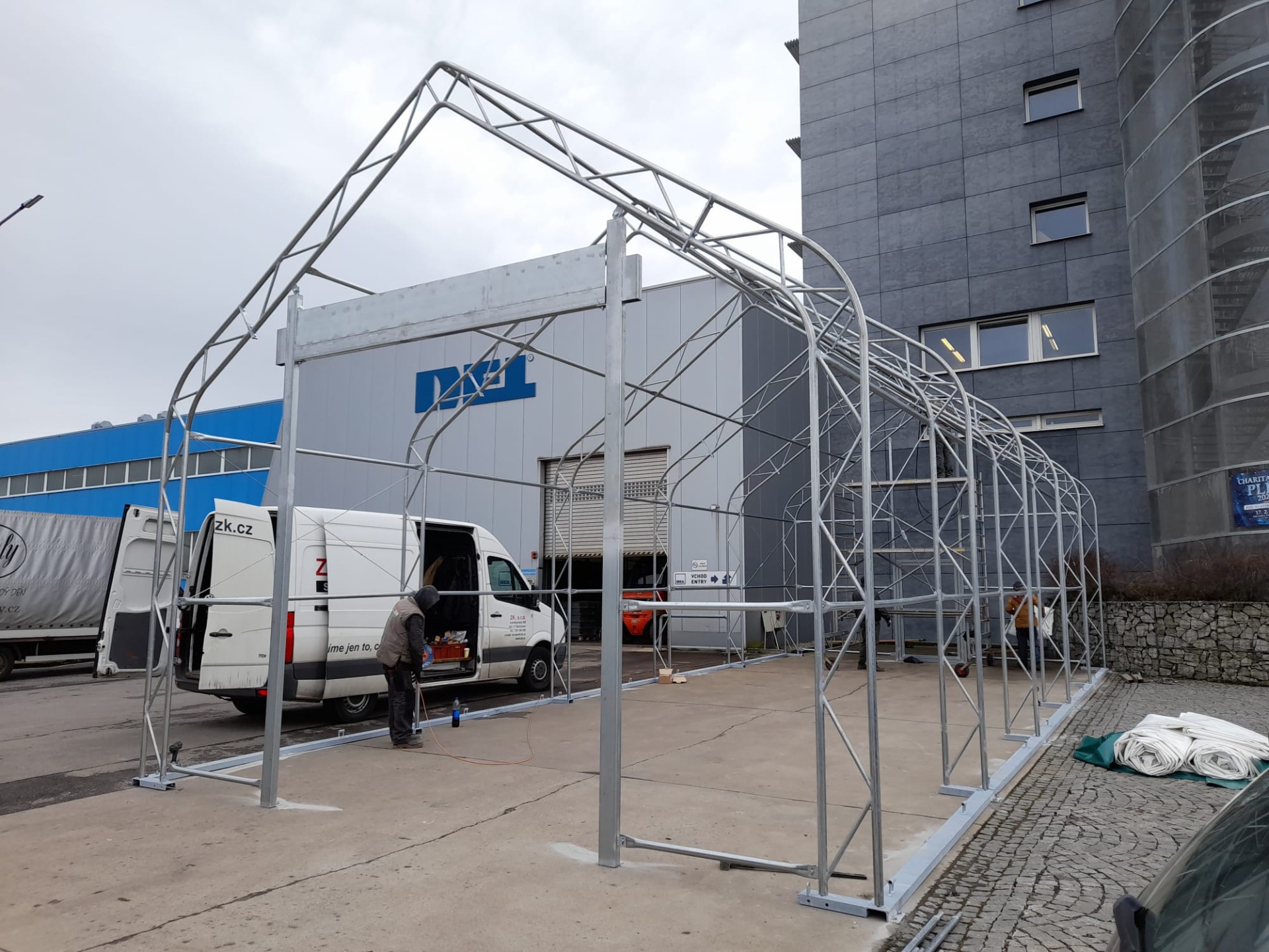 Plachtová hala šířky 6 m - konstrukce